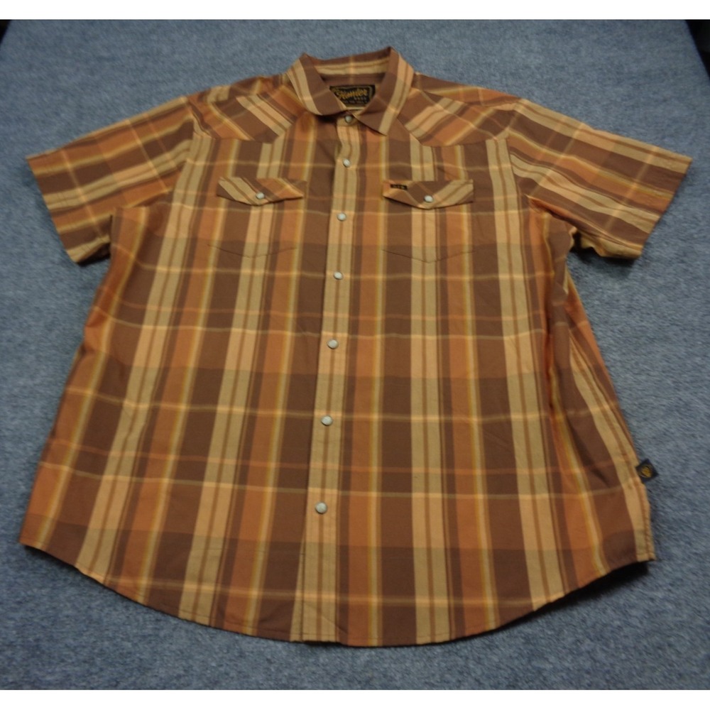 Howler Brothers Shirt Mens XL H Bar B Snap Shirt Pearl Snap Plaid Short Sleeve